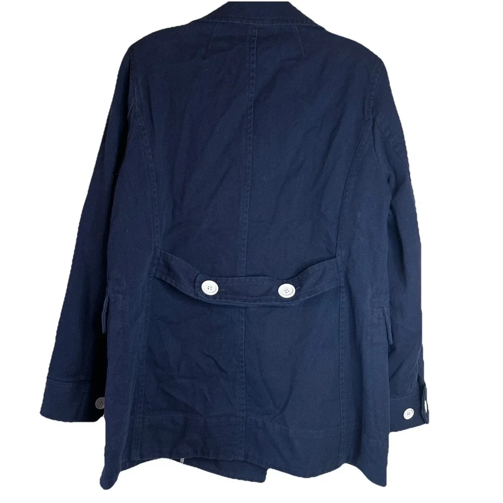 J.Crew Heavyweight Cotton Twill Pea Coat Navy Jacket Size‎ 10 - Picture 2 of 14